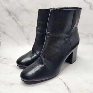 Altar'd State Shimmer Black Boots Faux Leather Block Heel Women's 10